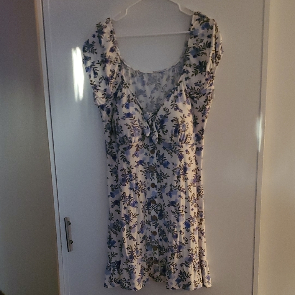 No Boundaries Blue and Gray Floral Summer Dress